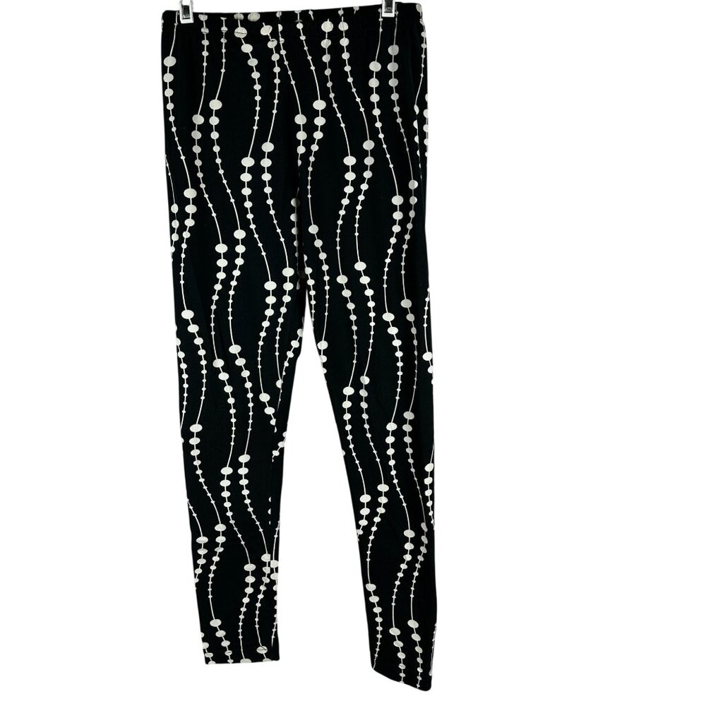 Black & White Geometric Patterned Leggings By Gold Medal International Size M